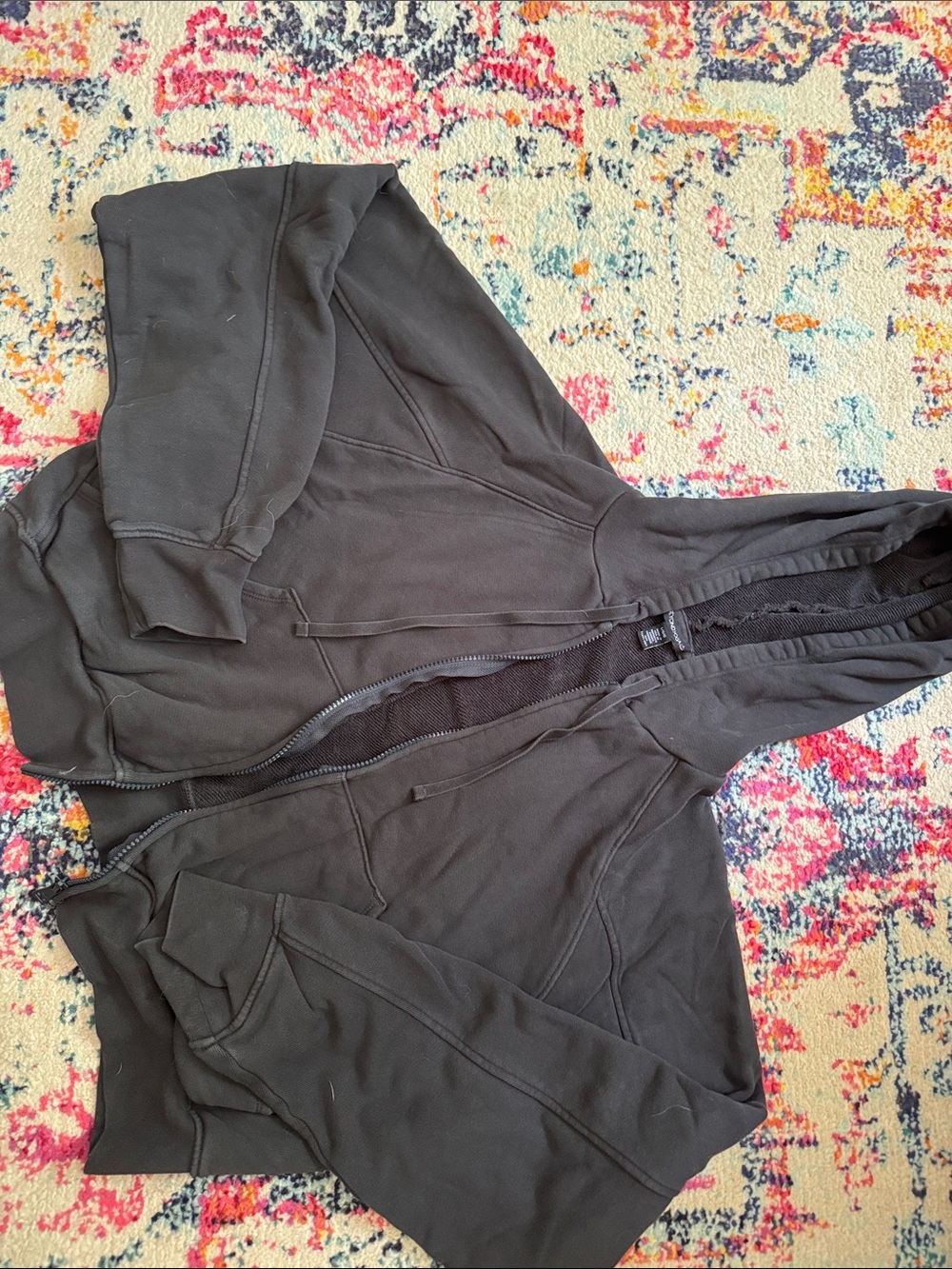 Beyond Yoga Cali Zip Up Black Cozy Hooded Jacket